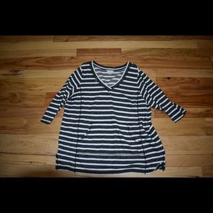 Black and White Striped Top.